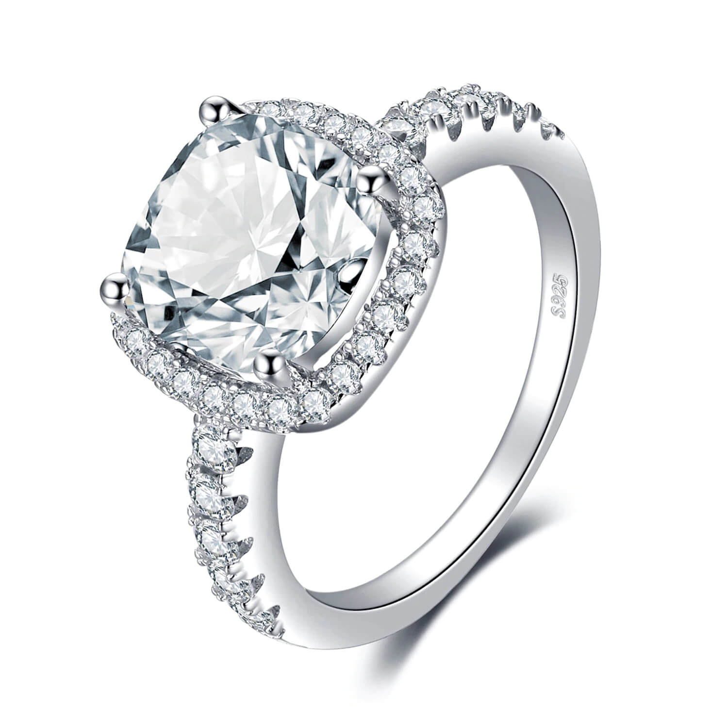 Sterling silver cubic zirconia halo ring deals