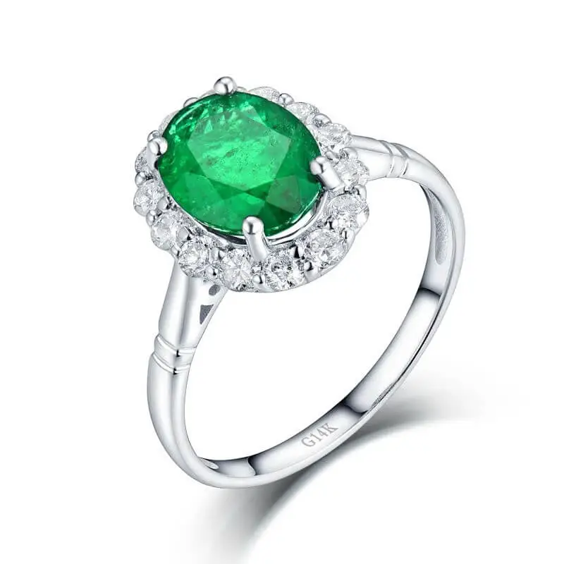 Oval Emerald Halo Engagement Ring | Philophrosyne