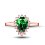 Pear-Shaped-Tsavorite-Halo-Ring
